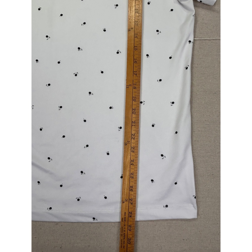 Redvanly‎ Mens Large Performance Golf Polo Shirt White Black Micro Print - Picture 2 of 7
